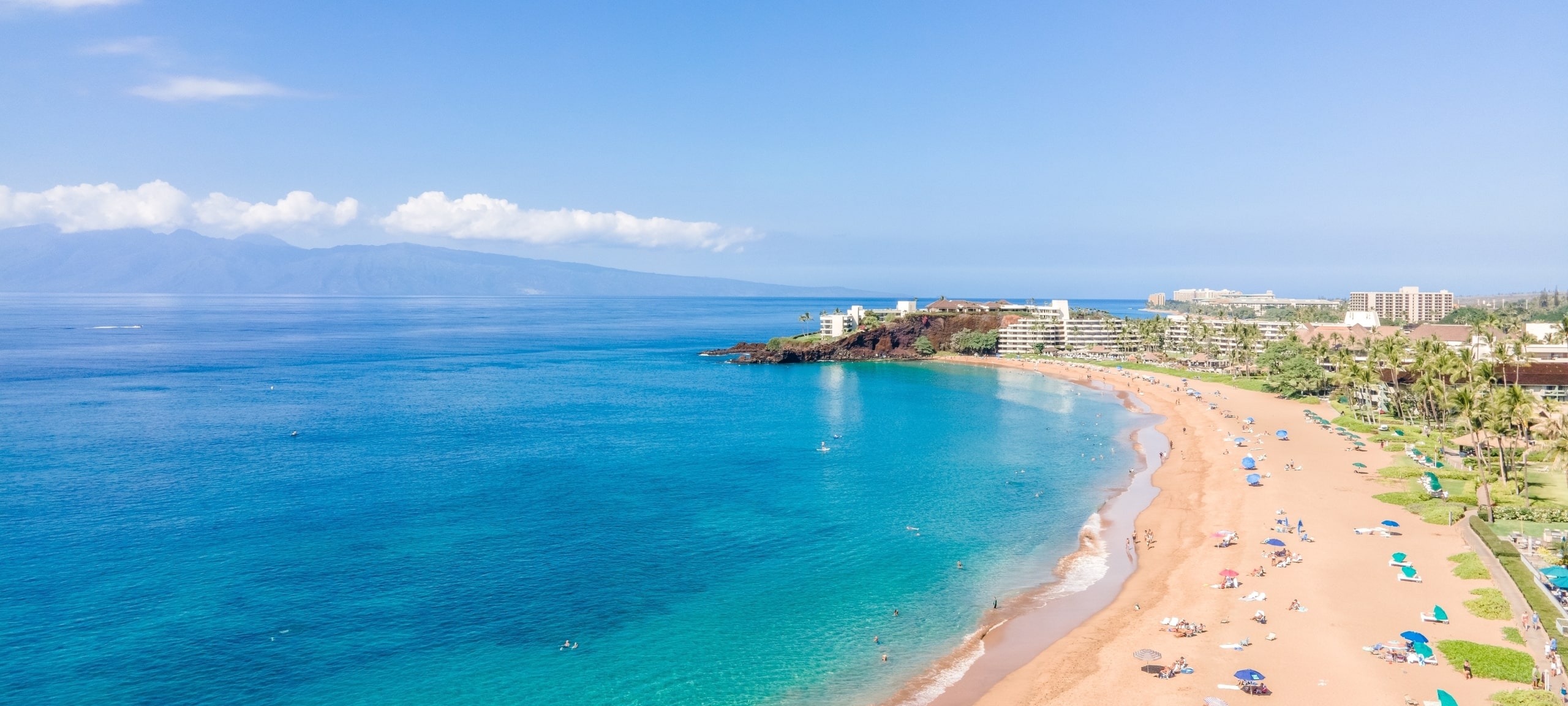 Aerial view of beach in Kaanapali, Maui