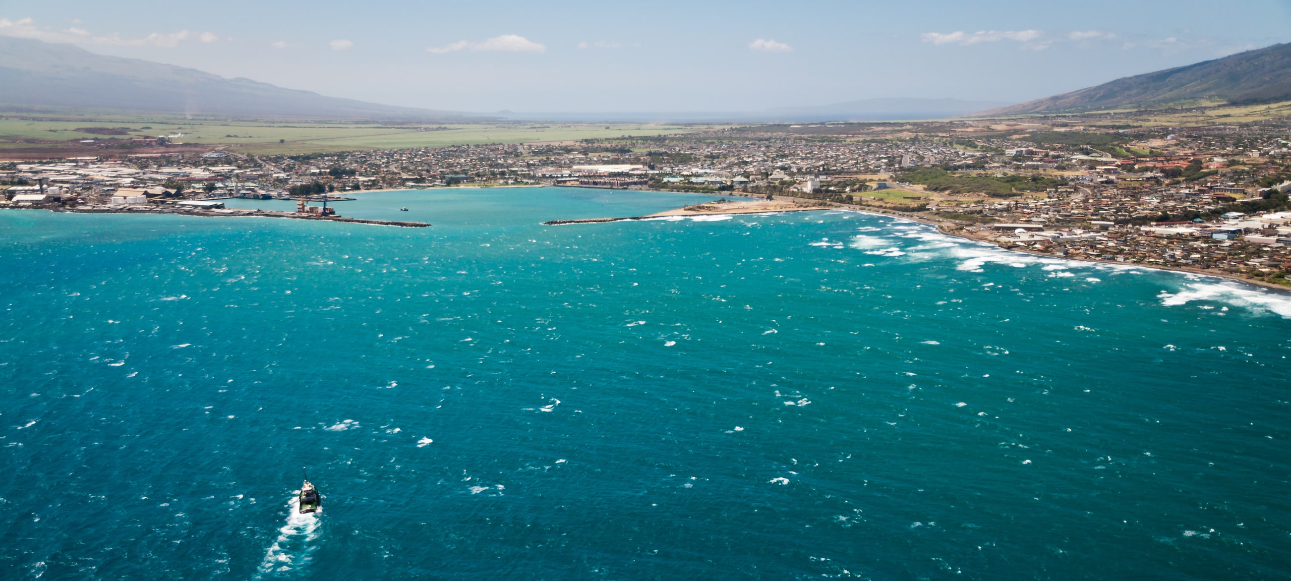 View of Kahului, Maui from over ocean